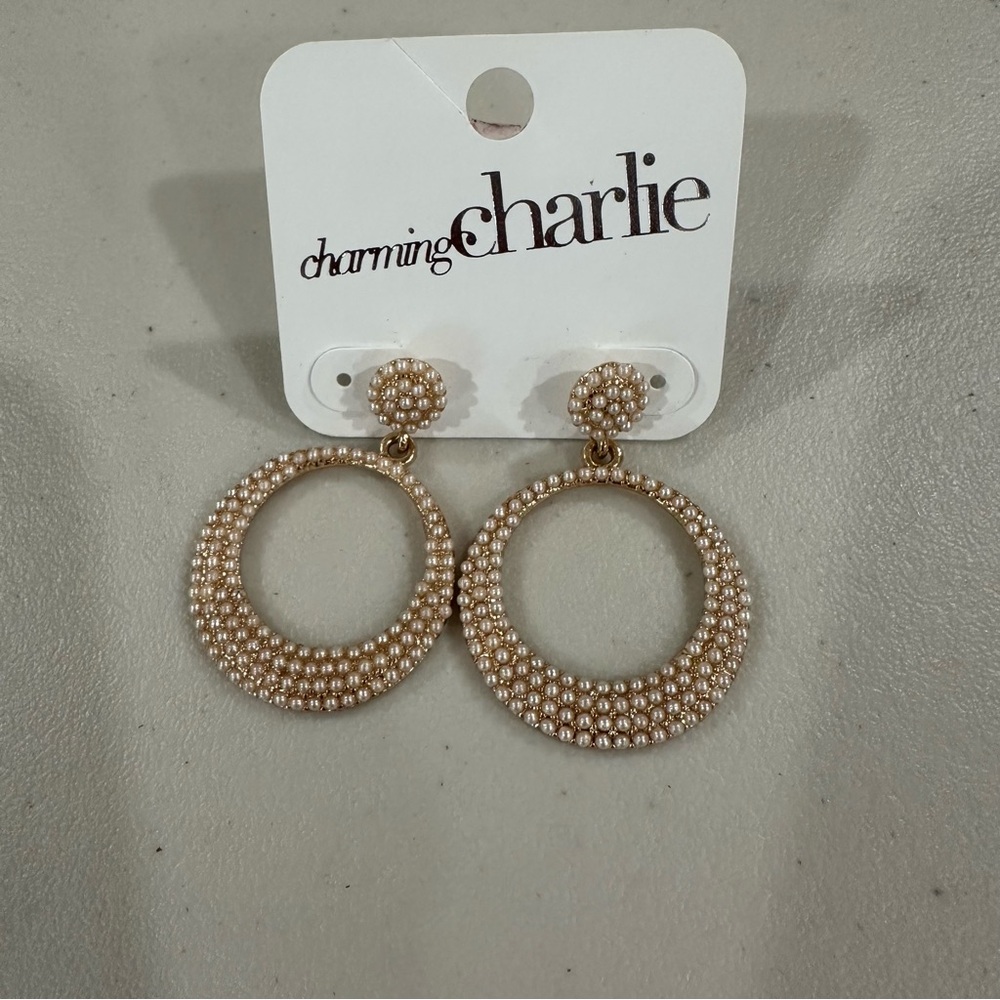 NWT Charming Charlie Gold Hoop Earrings